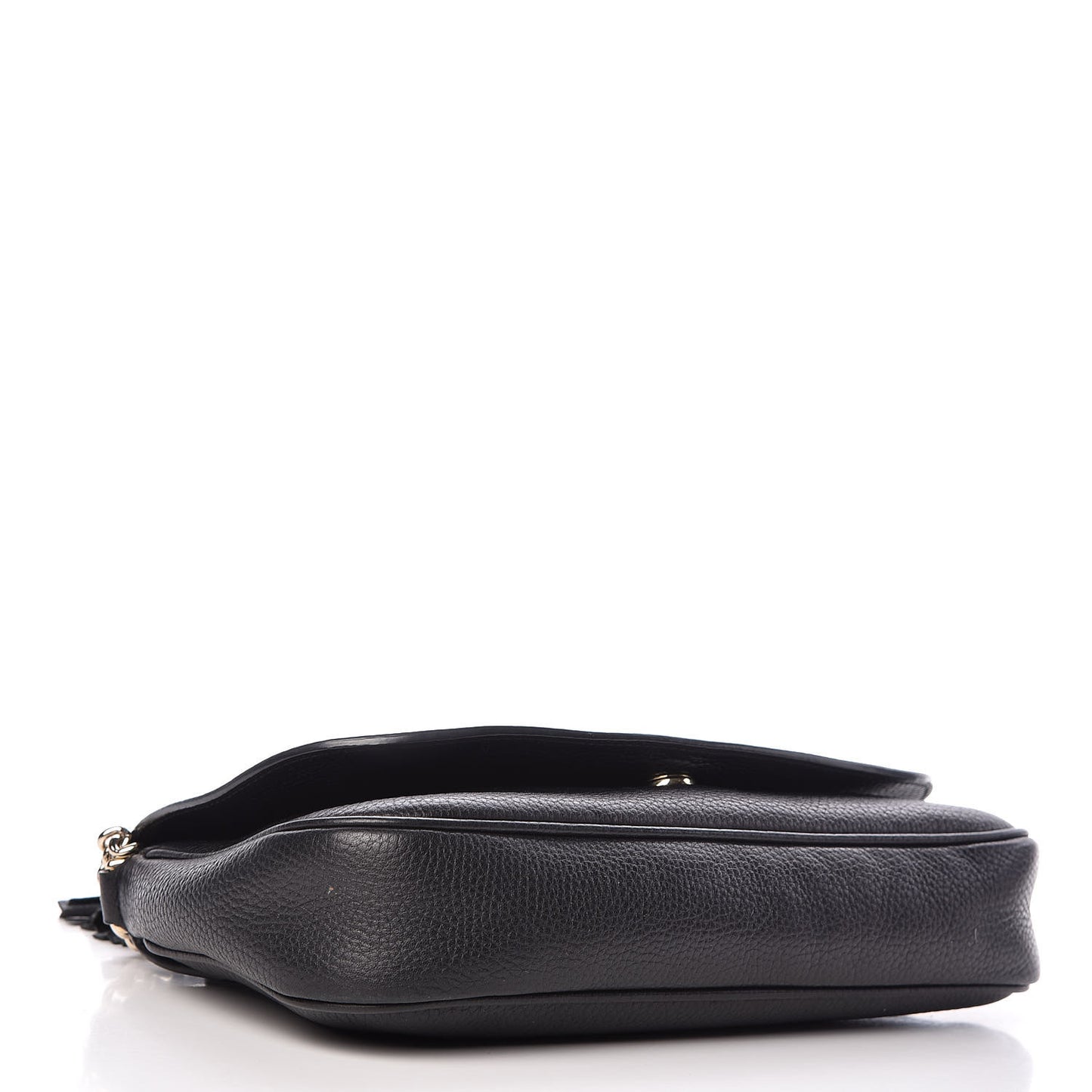 Pebbled Calfskin Medium Soho Flap Crossbody Black