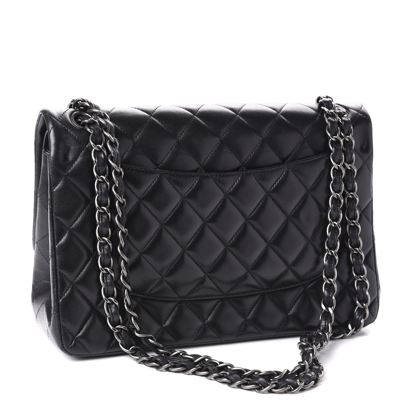Lambskin Quilted Jumbo Double Flap Black