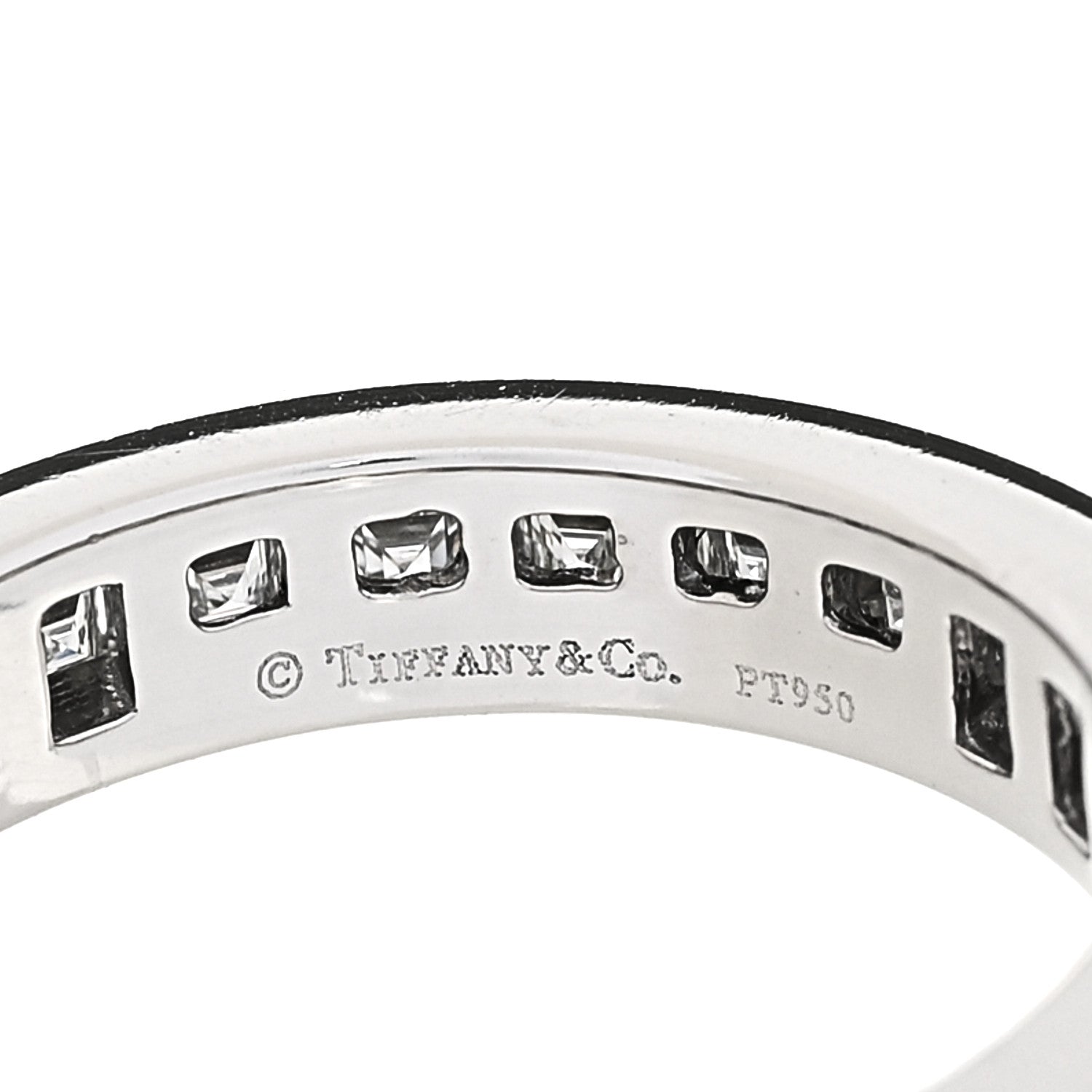 Tiffany Platinum Diamond Square Cut Eternity Wedding Band Ring 48 4.5 4 of 5