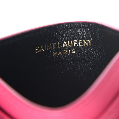 Saint Laurent Grain De Poudre Matelasse Chevron Monogram Credit Card Case Fresh Fuxia 6 of 8