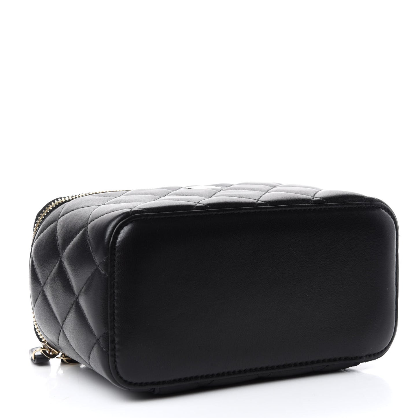 Lambskin Quilted Small Vanity Case With Chain Black