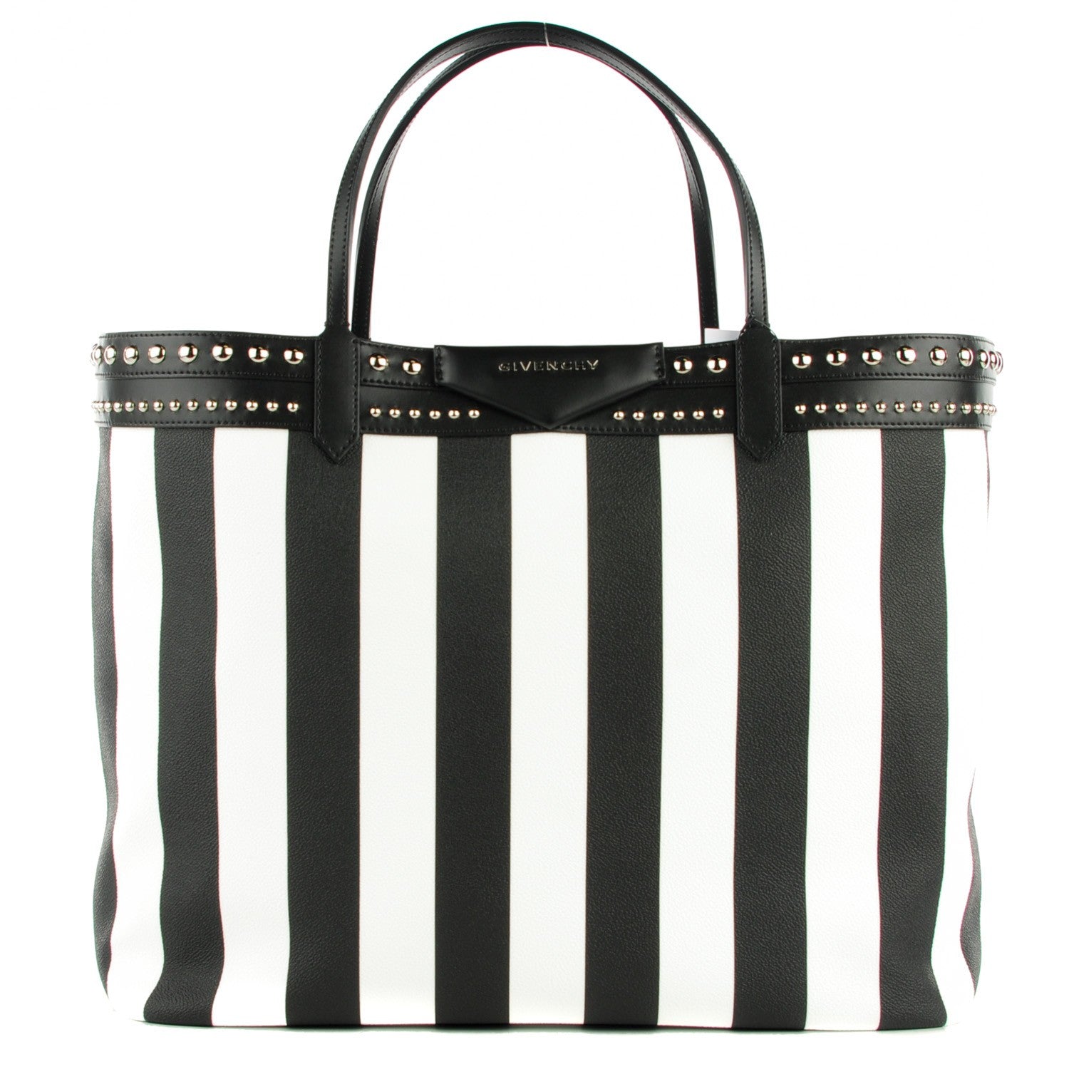 Givenchy Coated Canvas Striped Large Antigona Tote Black White 1 of 9