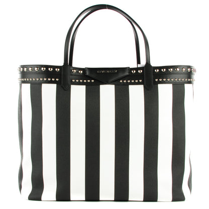 Givenchy Coated Canvas Striped Large Antigona Tote Black White 1 of 9