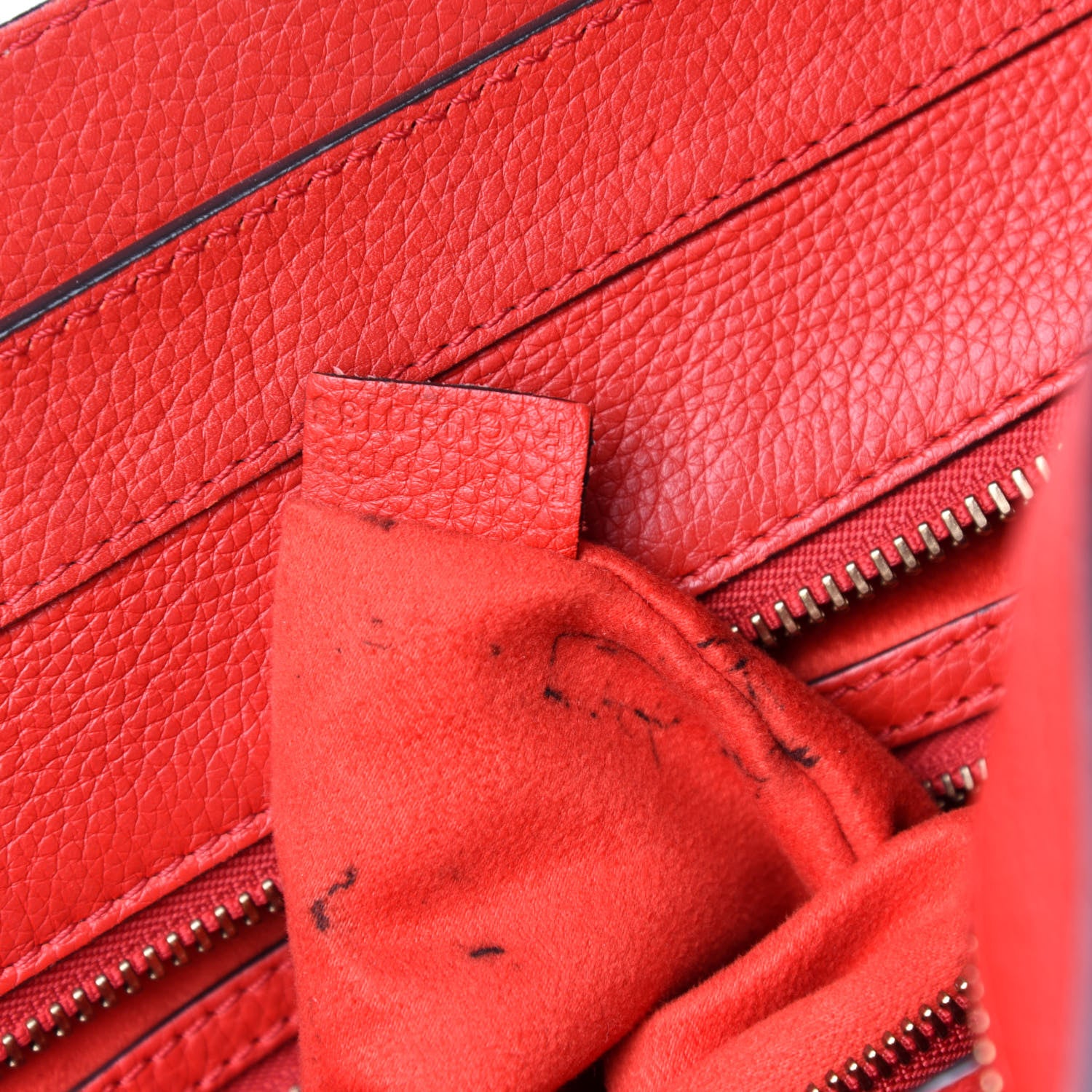 Celine Pebbled Calfskin Mini Luggage Red 11 of 12