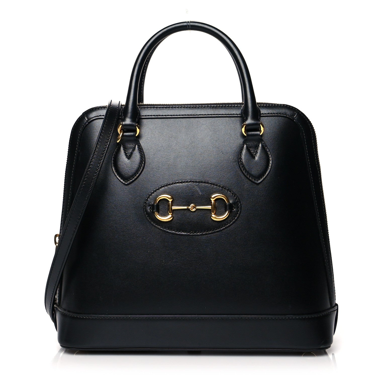 Gucci Boarded Plutone Calfskin Horsebit 1955 Top Handle Bag Black 1 of 12