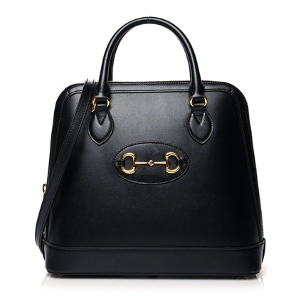 Gucci Boarded Plutone Calfskin Horsebit 1955 Top Handle Bag Black 1 of 12