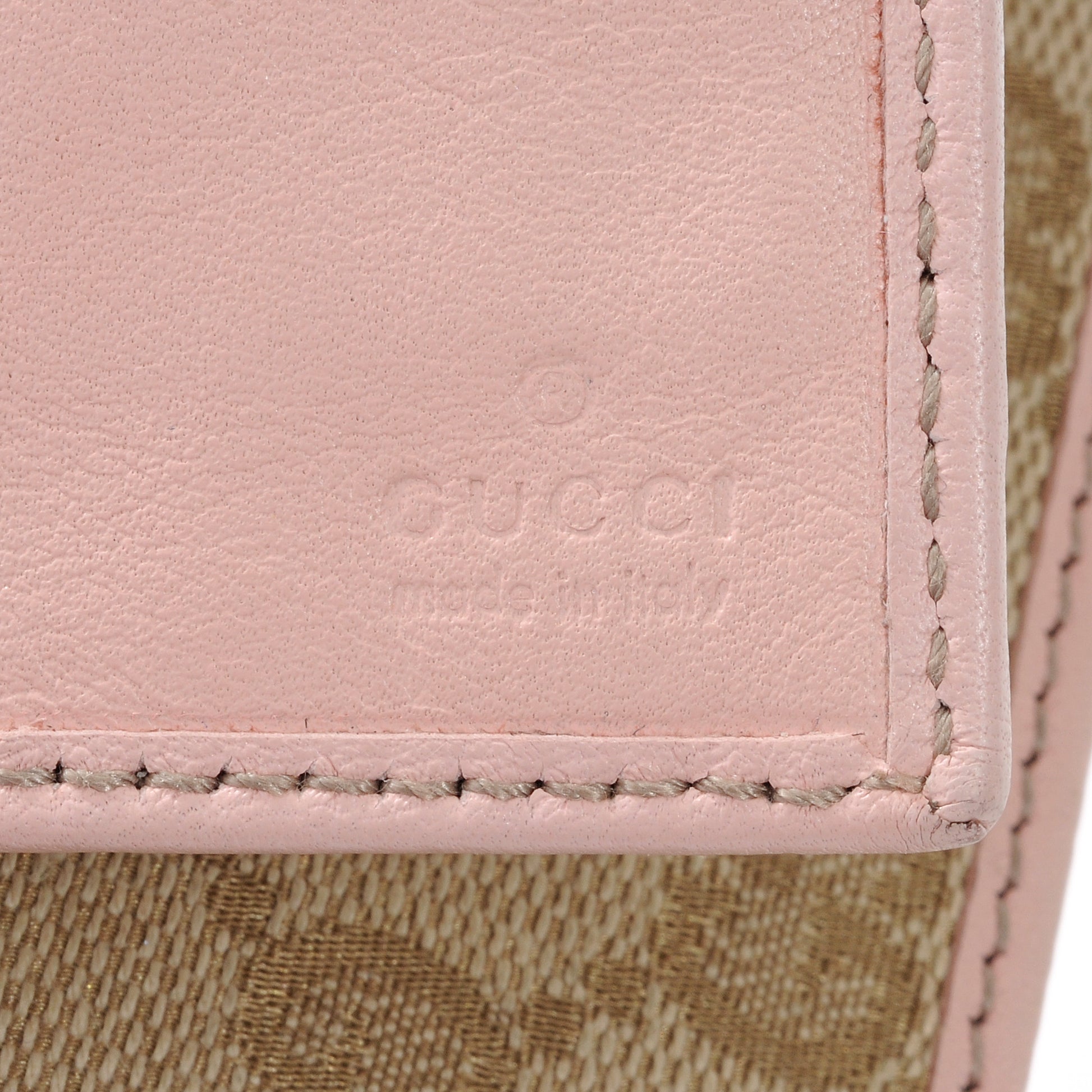 Gucci Monogram Calfskin Ladies Web Continental Wallet Pink 6 of 7