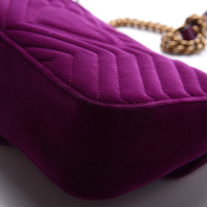 Gucci Velvet Matelasse Small GG Marmont Shoulder Bag Fuchsia Violet Cyclamen 11 of 12