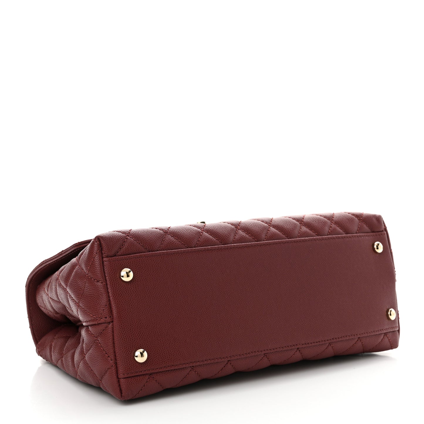 Caviar Quilted Small Coco Handle Flap Burgundy