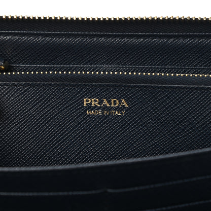 Prada Saffiano Metal Large Zip Around Travel Wallet Baltico 6 of 17
