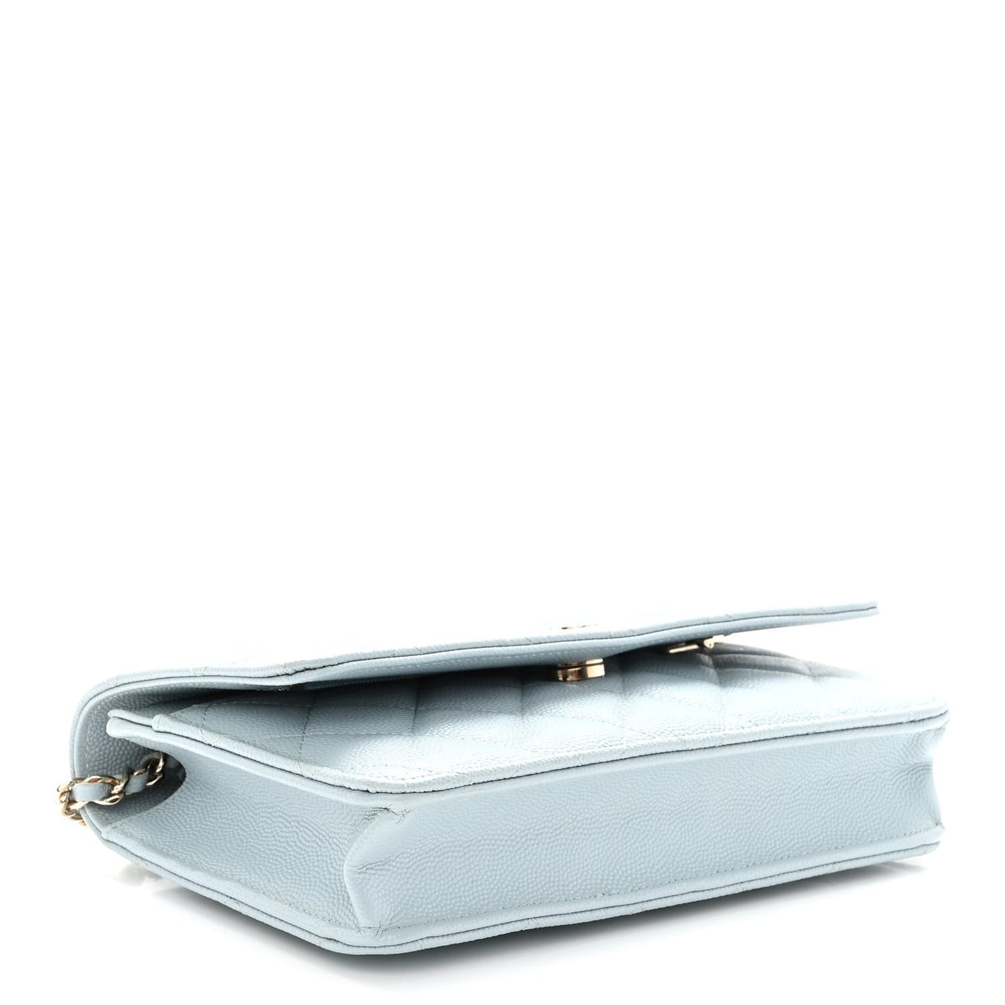Caviar Quilted Wallet On Chain WOC Light Blue