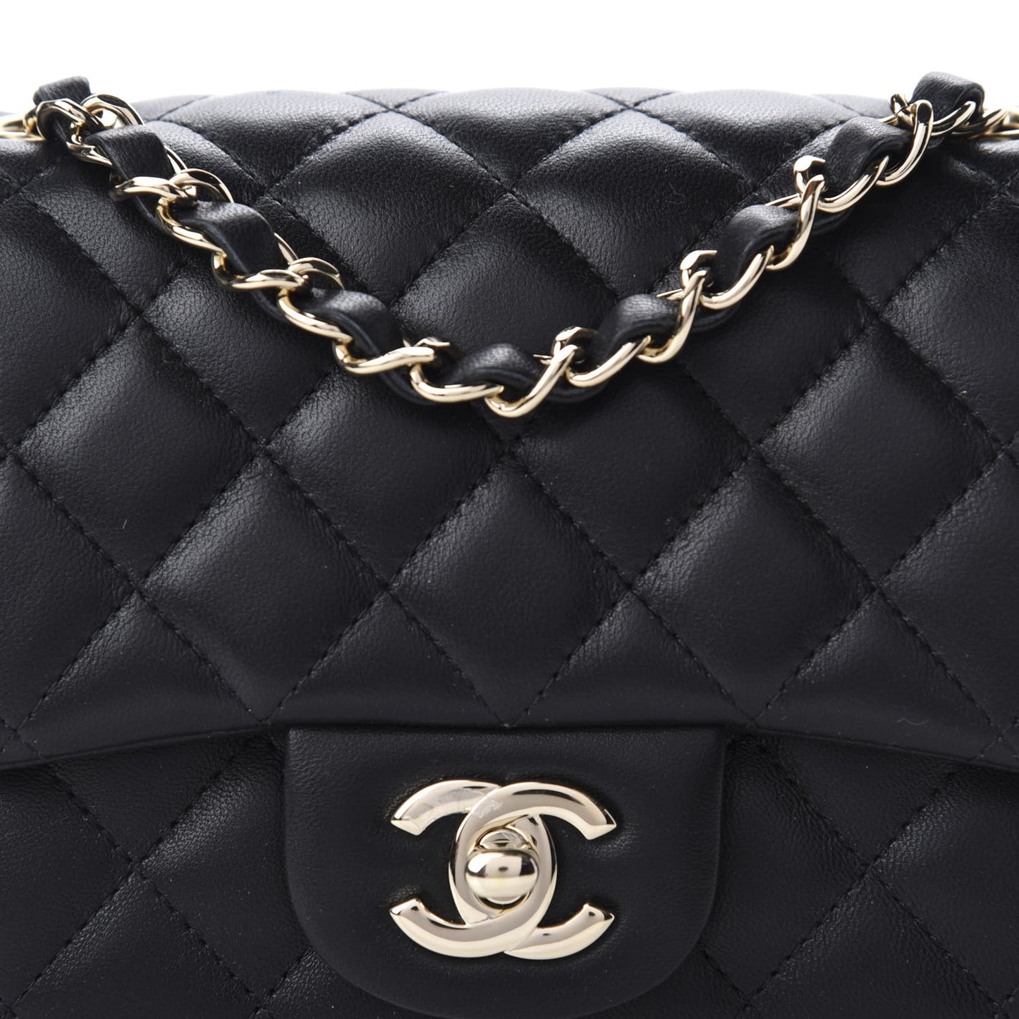 Lambskin Quilted Mini Square Flap Black