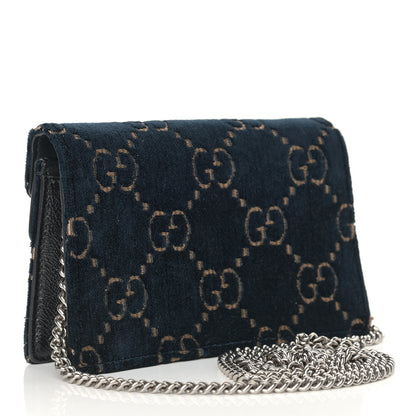 Gucci Velvet GG Monogram Super Mini Dionysus Shoulder Bag Blue Beige Black 2 of 14