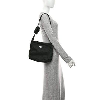 Prada Re-Nylon Vela Saffiano Pocket Double Zip Messenger Bag Black 2 of 10