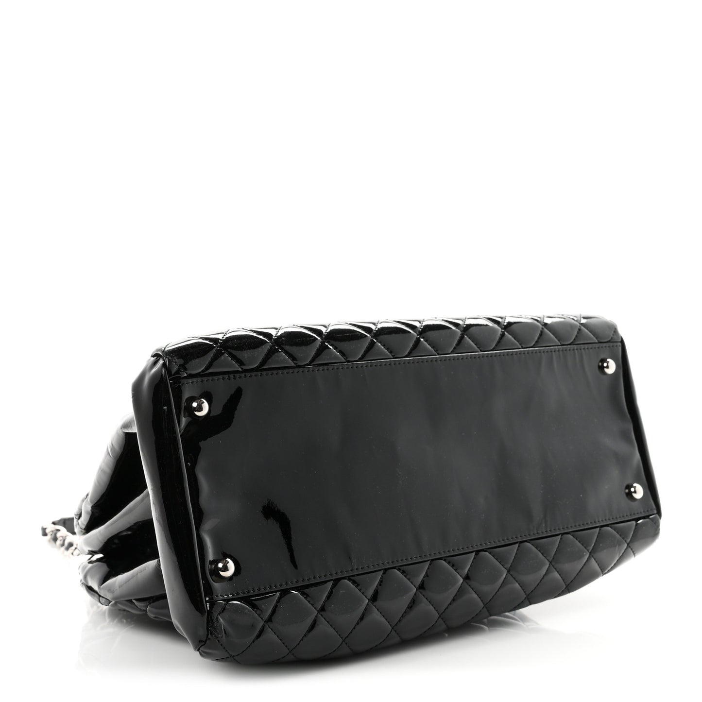 Patent Quilted Large Just Mademoiselle Bowling Bag Black