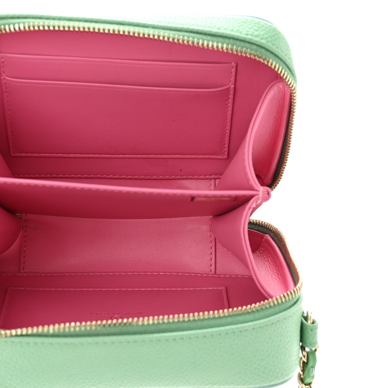 Chanel Caviar Quilted Filigree Vanity Clutch With Chain Pink Light Blue Green 5 of 11