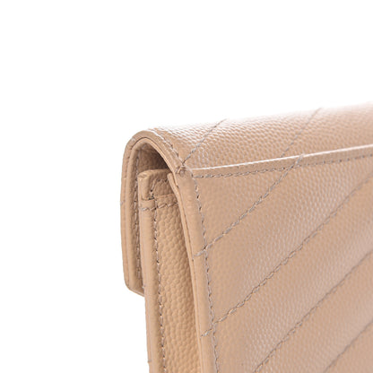 Saint Laurent Grain De Poudre Matelasse Chevron Small Monogram Envelope Wallet Nude Powder 9 of 13