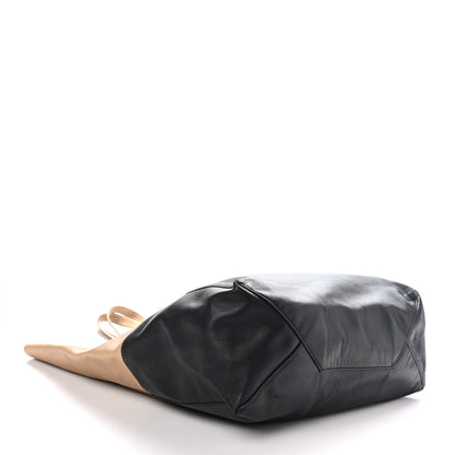 Celine Lambskin Vertical Bi-Cabas Beige Black 4 of 10