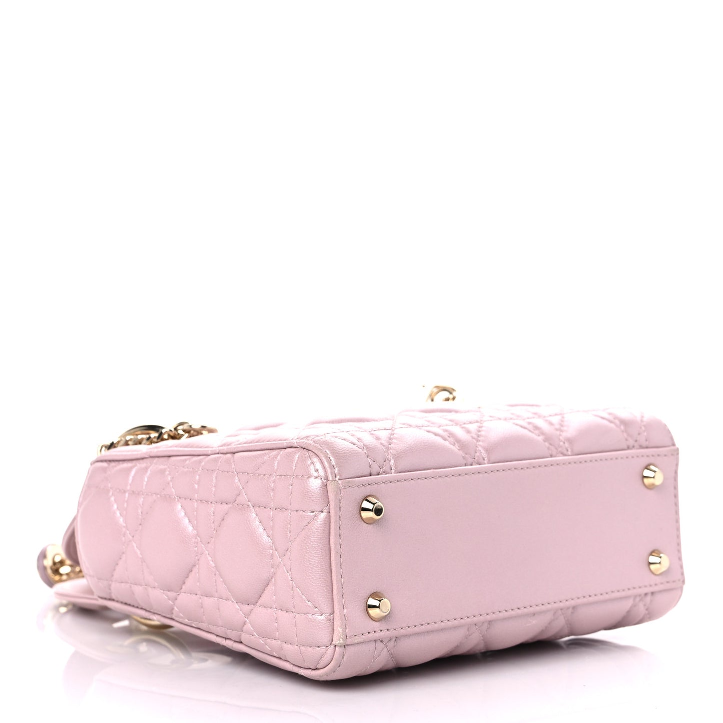 Metallic Lambskin Cannage Mini Lady Dior Lotus