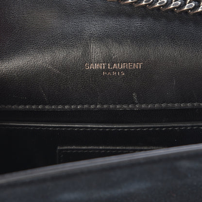 Saint Laurent Suede Small Monogram Stone Studded Kate Satchel Black Turquoise Coral 6 of 23