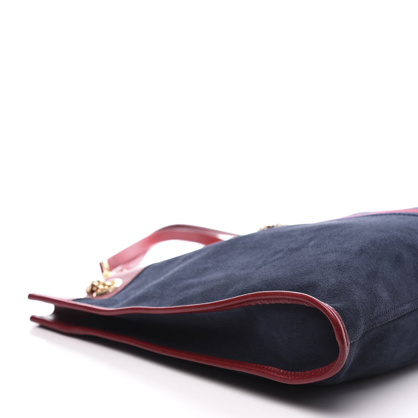 Suede Calfskin Large Rajah Chain Tote New Blue Romantic Cherry