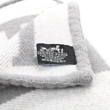 Hermes Wool Cashmere Avalon III Blanket Ecru Gris Clair 3 of 3