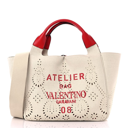 Valentino Garavani Canvas Atelier 08 San Gallo Edition Medium Tote Bag Naturale 2 of 10
