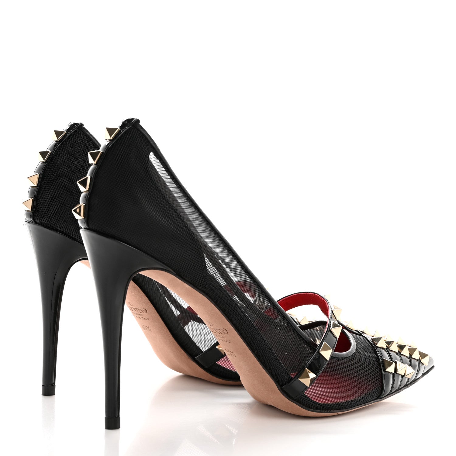 Valentino Garavani Mesh Patent Rockstud Alcove 100mm Pumps 39.5 Black 5 of 10