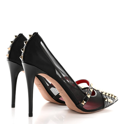 Valentino Garavani Mesh Patent Rockstud Alcove 100mm Pumps 39.5 Black 5 of 10
