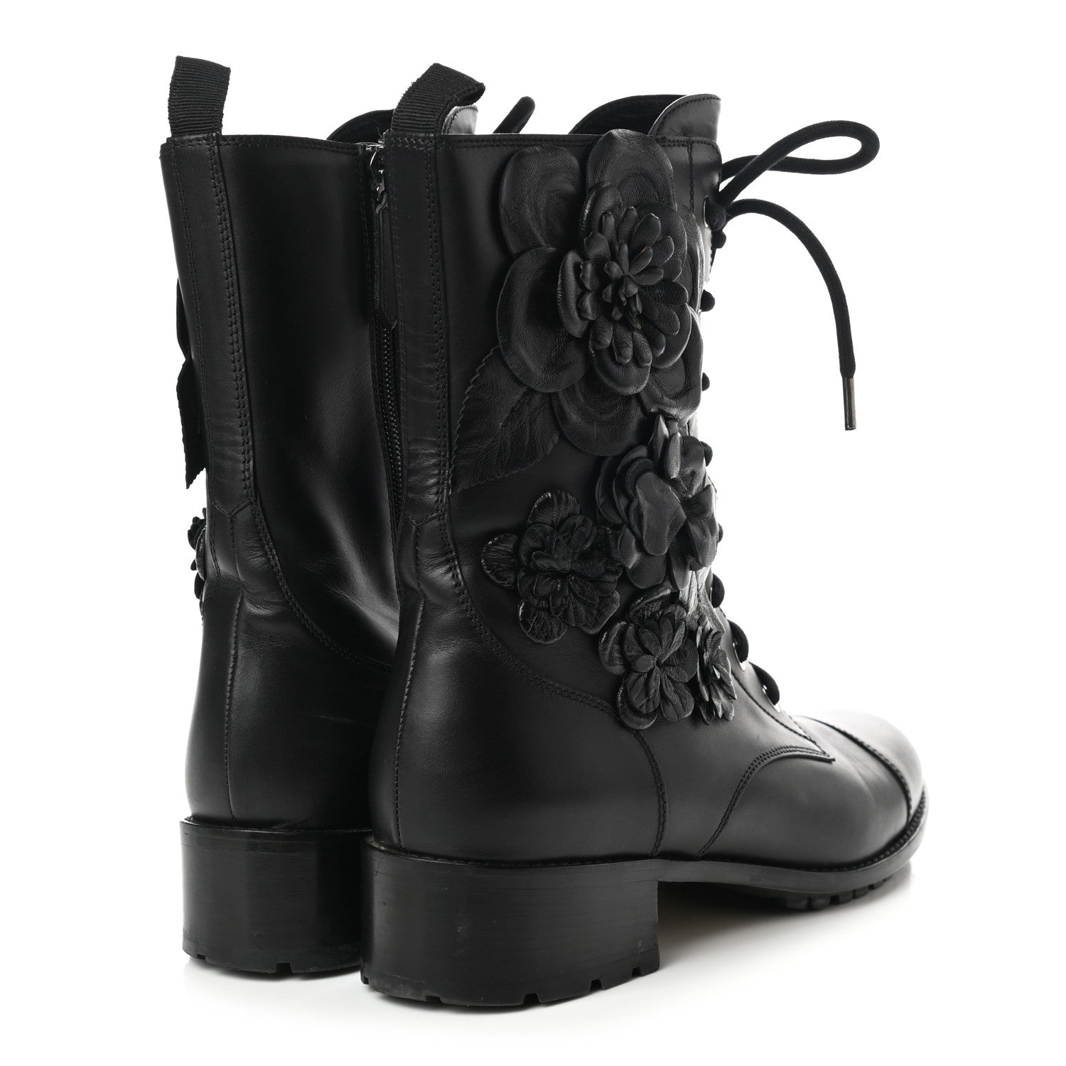 Valentino Garavani Calfskin Techno Couture Combat Boots 39 Black 3 of 10