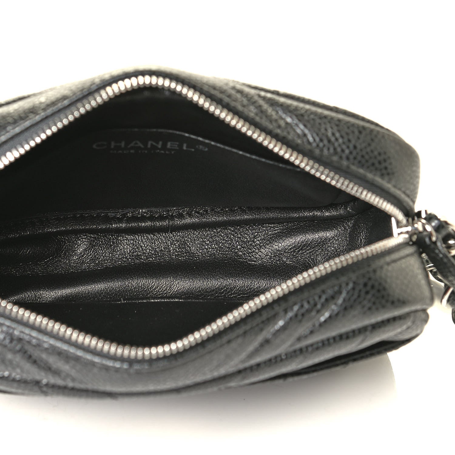 Chanel Caviar Chevron Quilted Camera Case Black 4 of 4