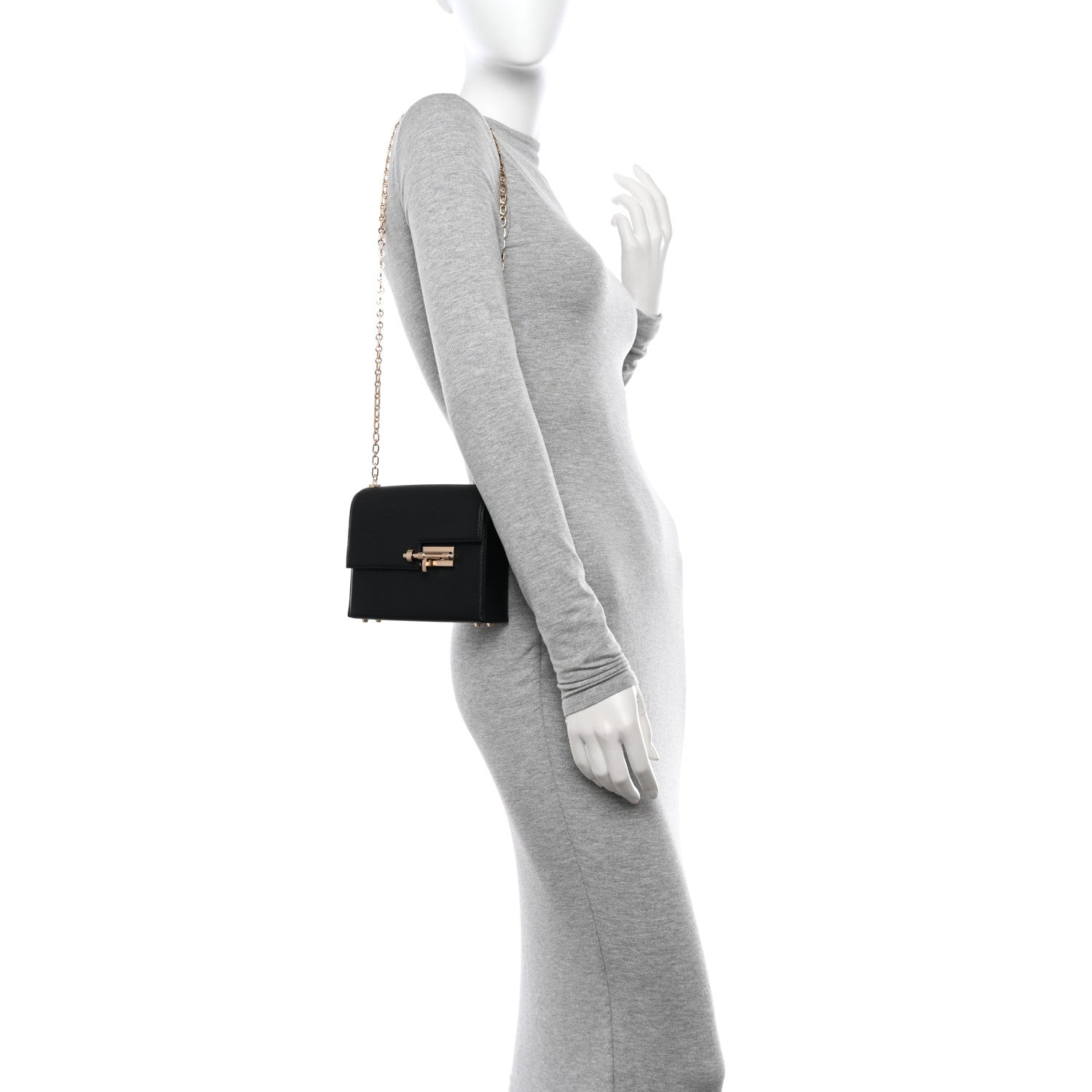 Hermes Chevre Mysore Mini Verrou Chaine Bag Black 2 of 11