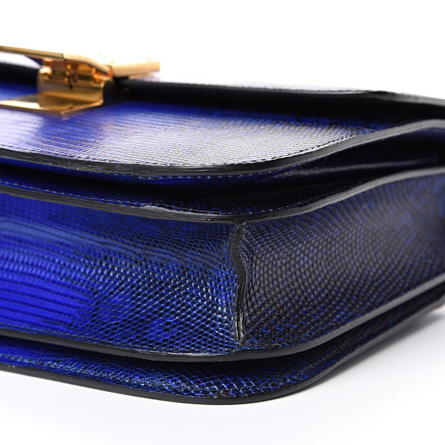 Lizard Medium Classic Box Flap Bag Indigo