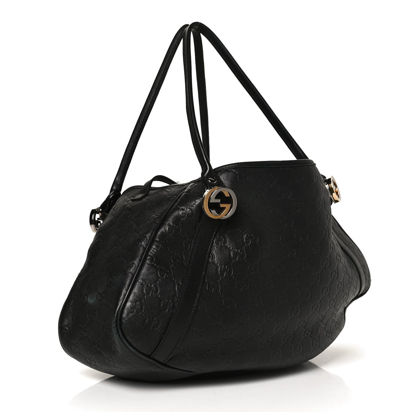 Guccissima Medium GG Twins Shoulder Bag Black