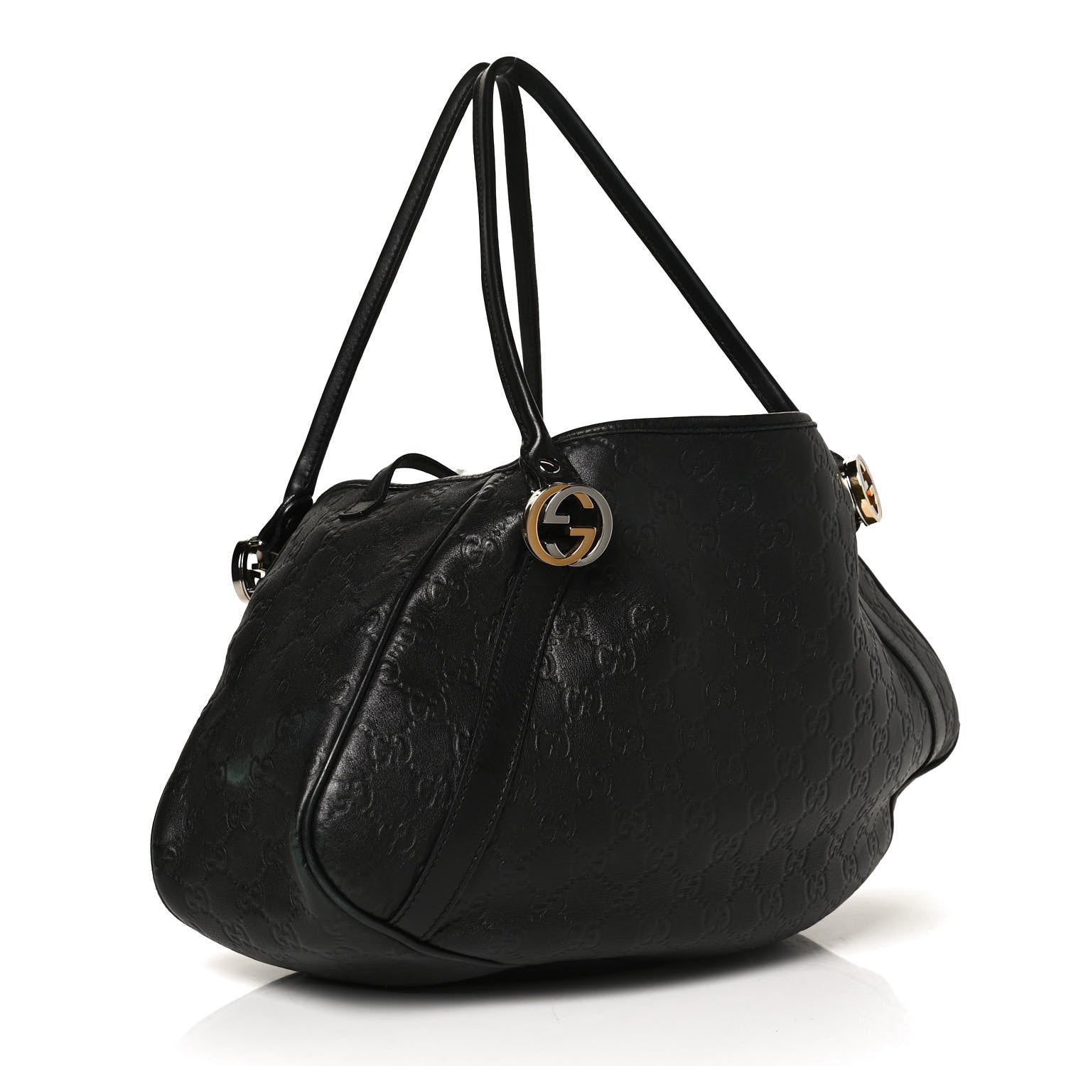 Gucci Guccissima Medium GG Twins Shoulder Bag Black 2 of 12