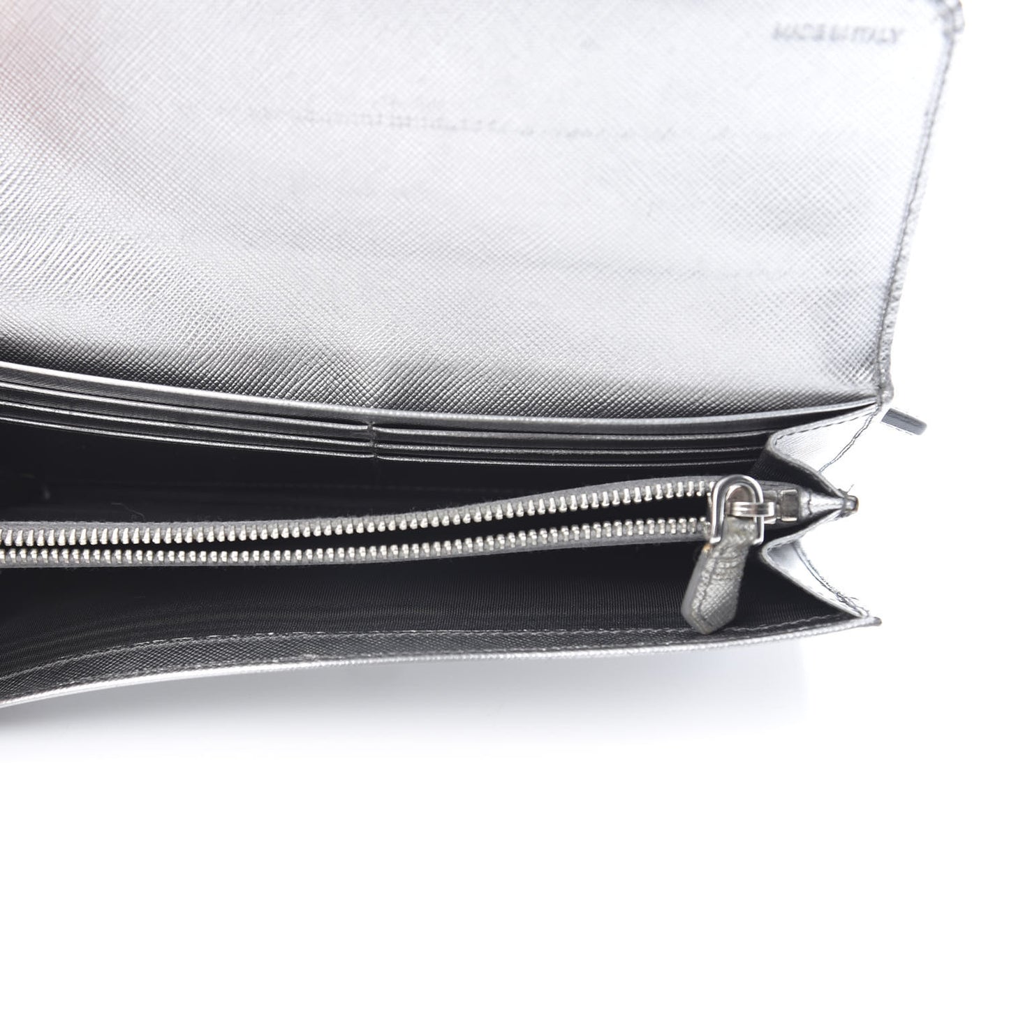 Metallic Saffiano Stones Continental Wallet Silver