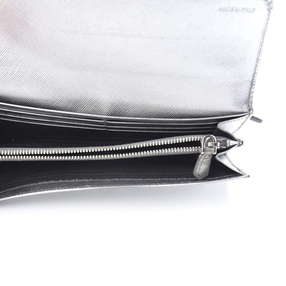 Prada Metallic Saffiano Stones Continental Wallet Silver 5 of 15