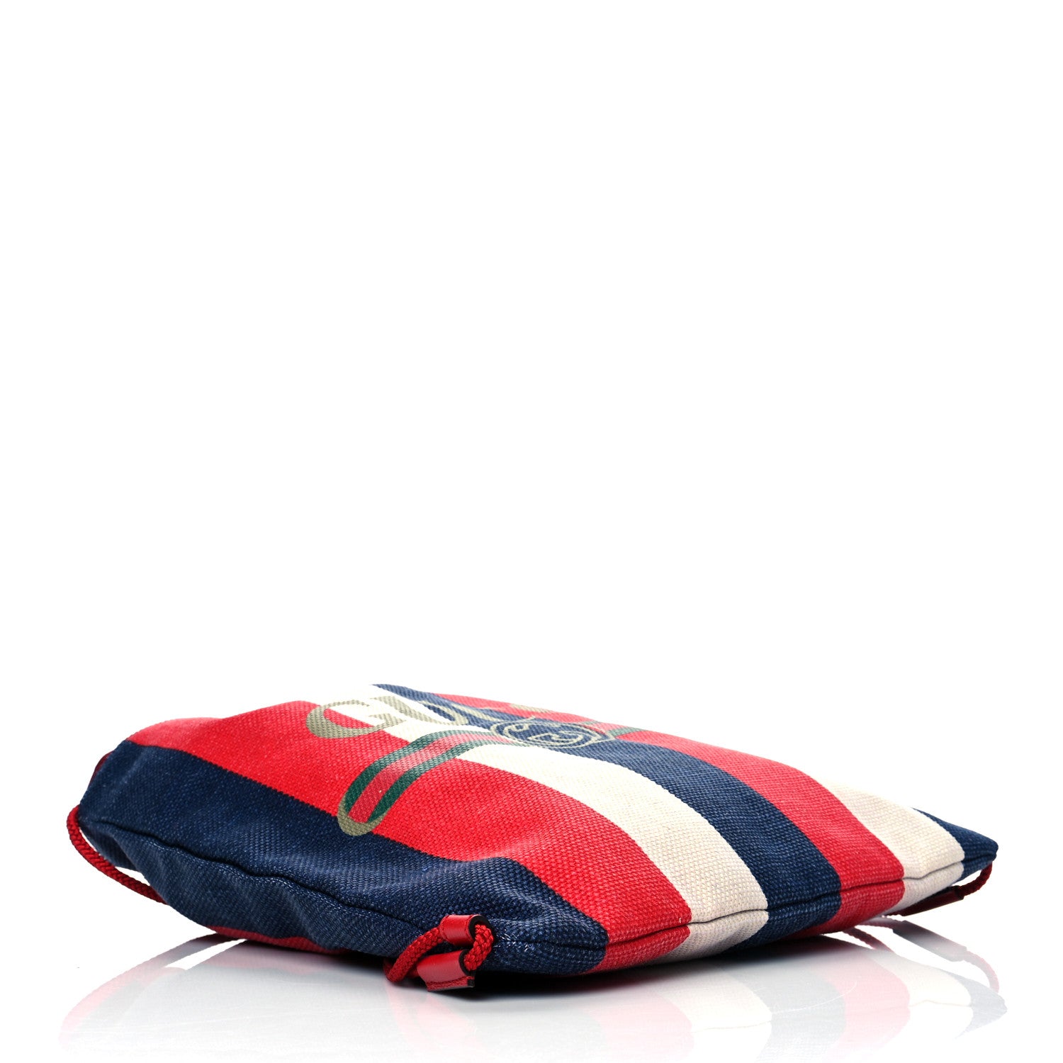 Gucci Canvas Logo Sylvie Stripe Drawstring Backpack Red 4 of 11