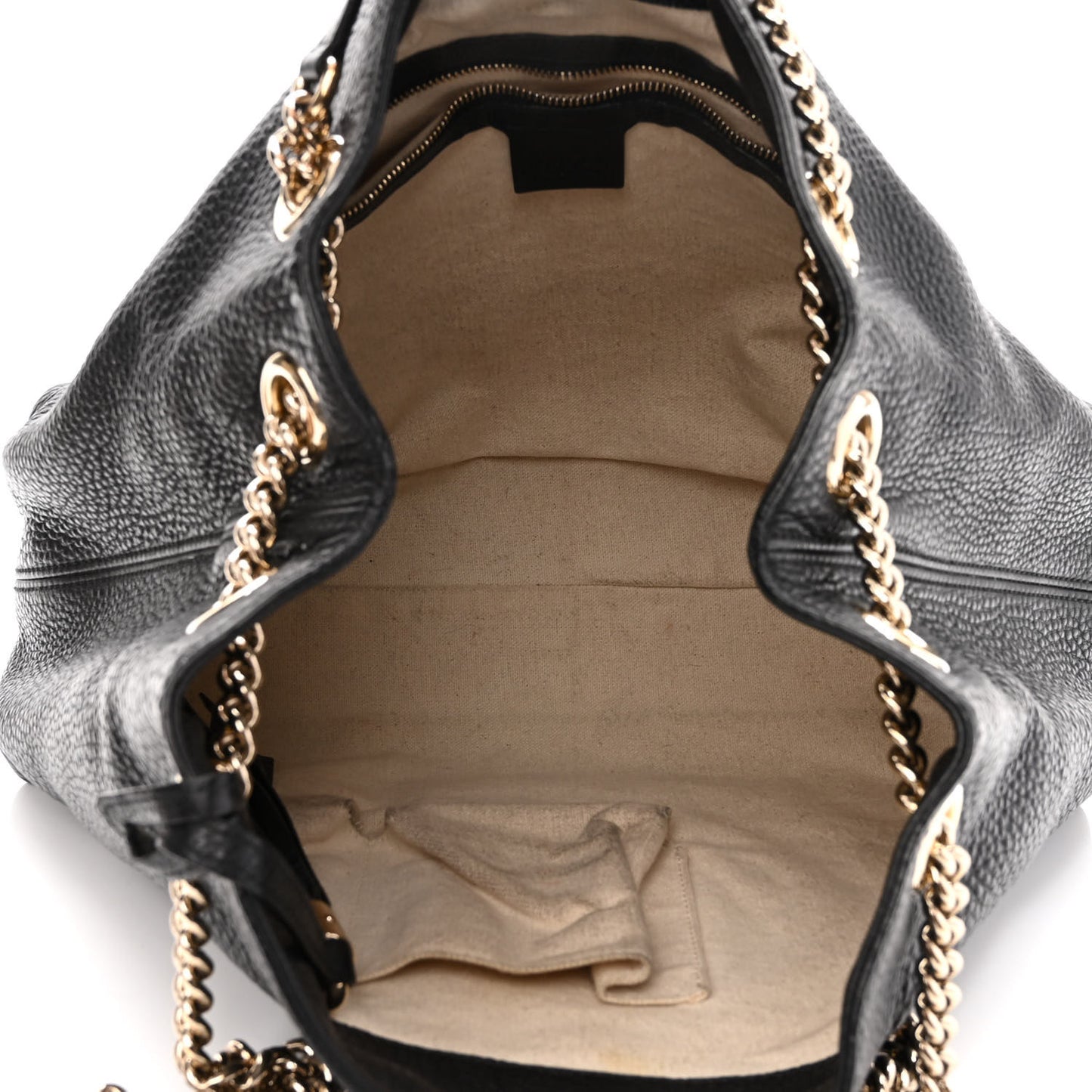 Pebbled Calfskin Medium Soho Chain Shoulder Bag Black