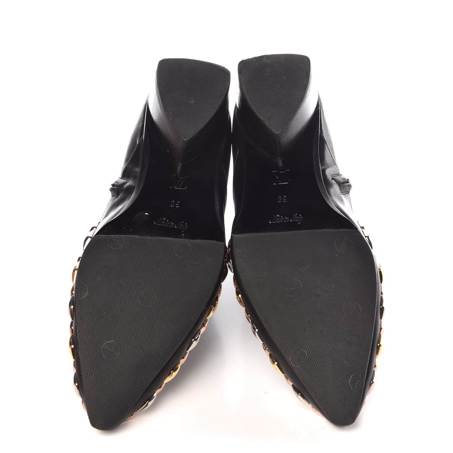 Louis Vuitton Calfskin Studded Gold Rush Flat Ankle Boots 39 Black 7 of 14
