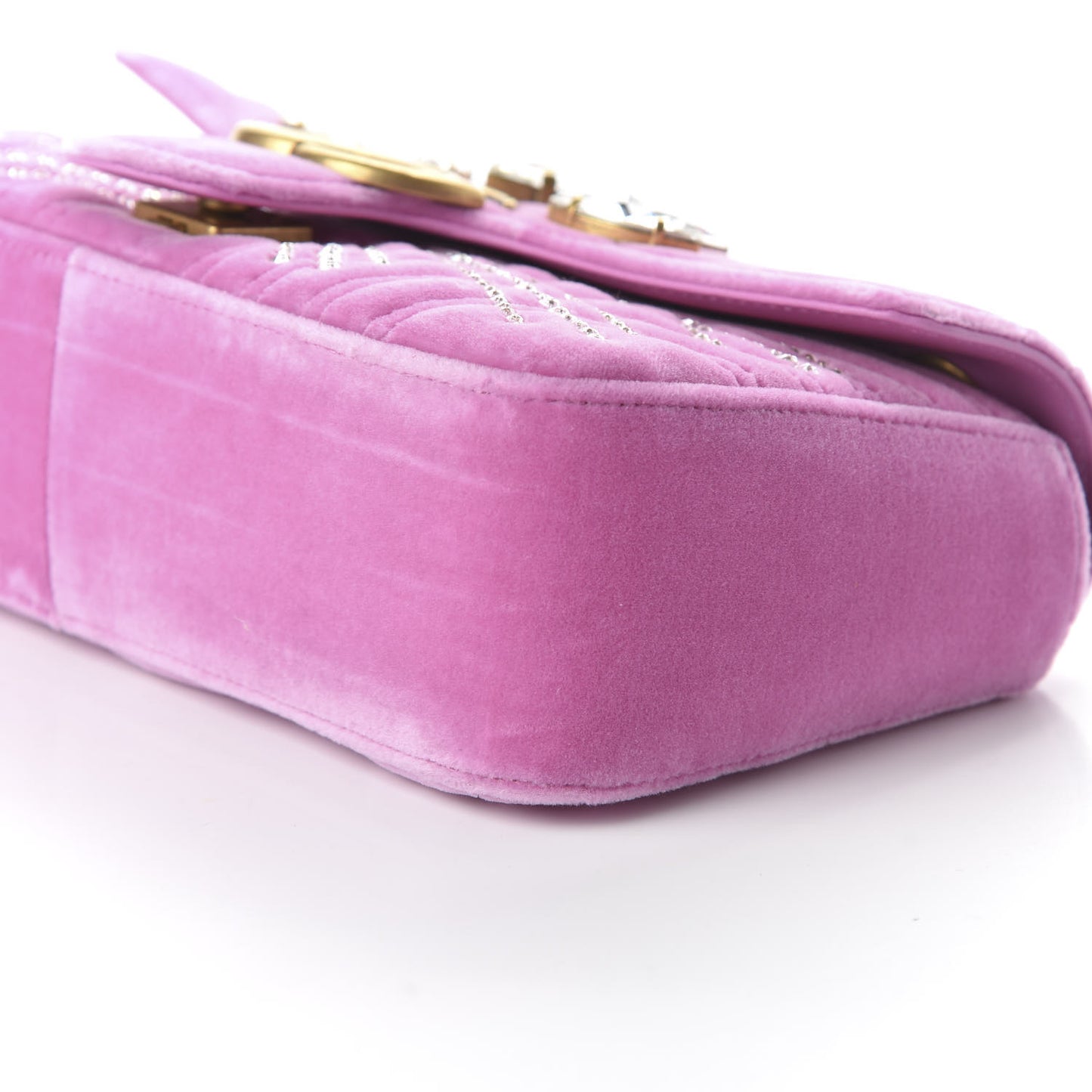 Velvet Matelasse Marquise Crystals Embroidered Small GG Marmont Shoulder Bag Malva