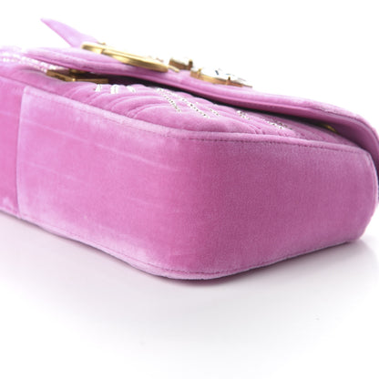 Gucci Velvet Matelasse Marquise Crystals Embroidered Small GG Marmont Shoulder Bag Malva 7 of 10