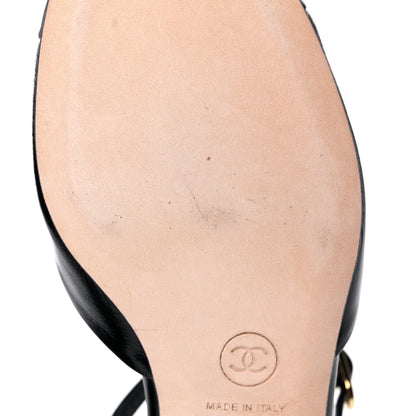 Chanel Glazed Calfskin Patent Cap Toe CC Mary Jane Flats 36.5 Black 8 of 10