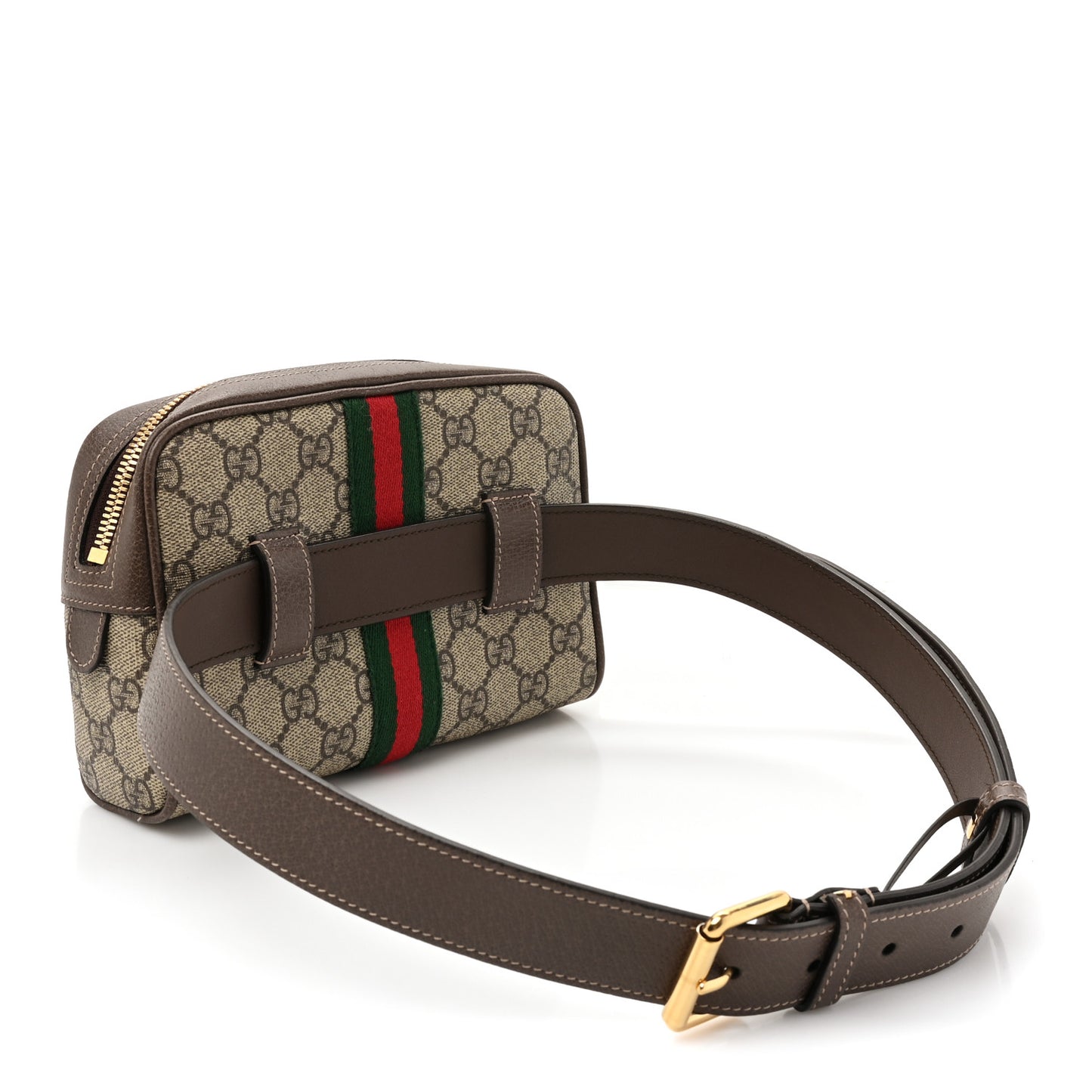 GG Supreme Monogram Web Small Ophidia Belt Bag 85 34 Dark Brown