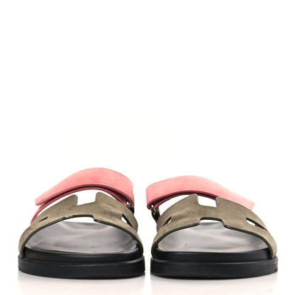 Hermes Suede Goatskin Womens Chypre Sandals 39.5 Toundra Rose Du Desert 2 of 8