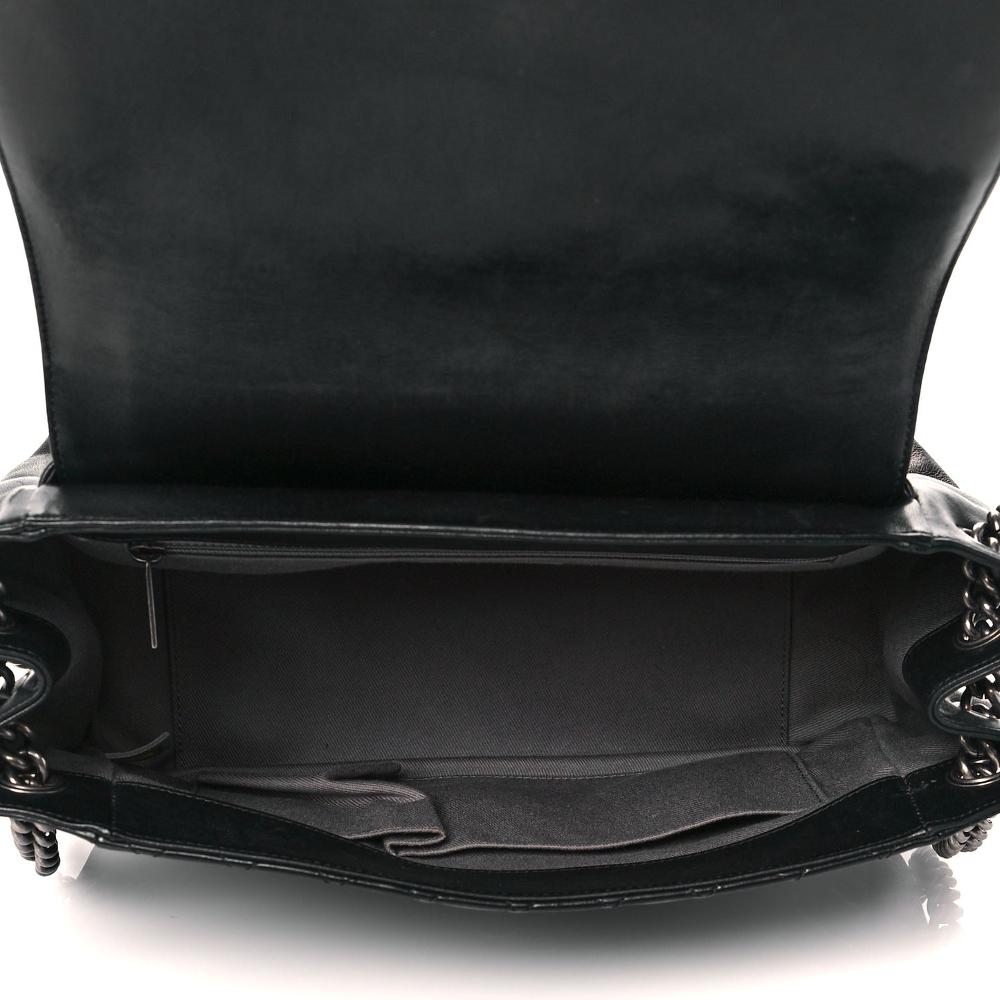 Lambskin Quilted Accordion Boy Flap Black