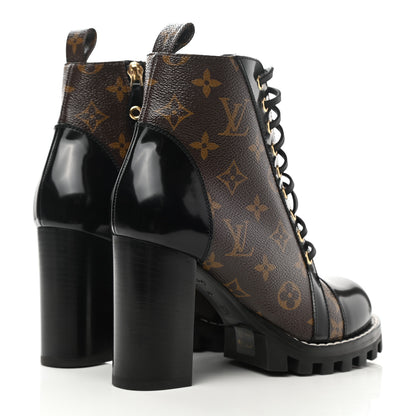 Louis Vuitton Patent Calfskin Monogram Star Trail Ankle Boots 38 Black 4 of 8