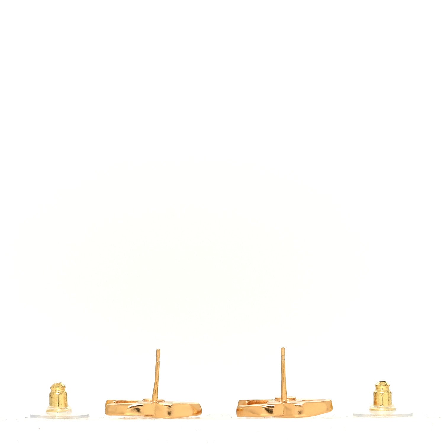 Chanel Metal CC Earrings Gold White 3 of 4