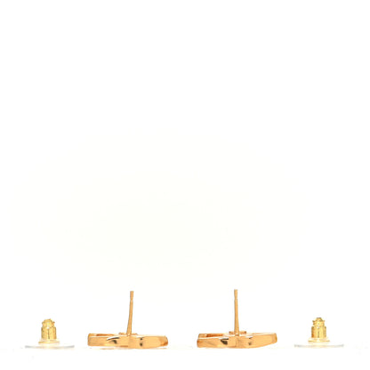 Chanel Metal CC Earrings Gold White 3 of 4