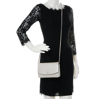 Chanel Caviar Sevruga Wallet on Chain WOC Silver 2 of 8